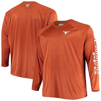 Men's Columbia Texas Orange Texas Longhorns Big & Tall Terminal Tackle Long Sleeve Omni-Shade Raglan T-Shirt