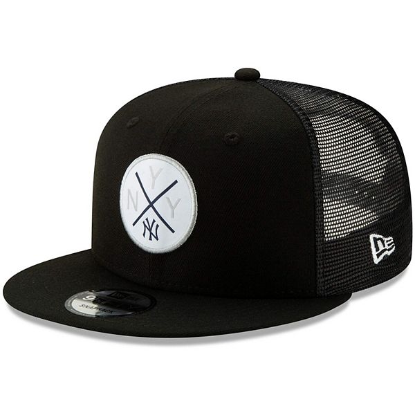 Men S New Era Black New York Yankees Vert Trucker 9fifty Adjustable Snapback Hat