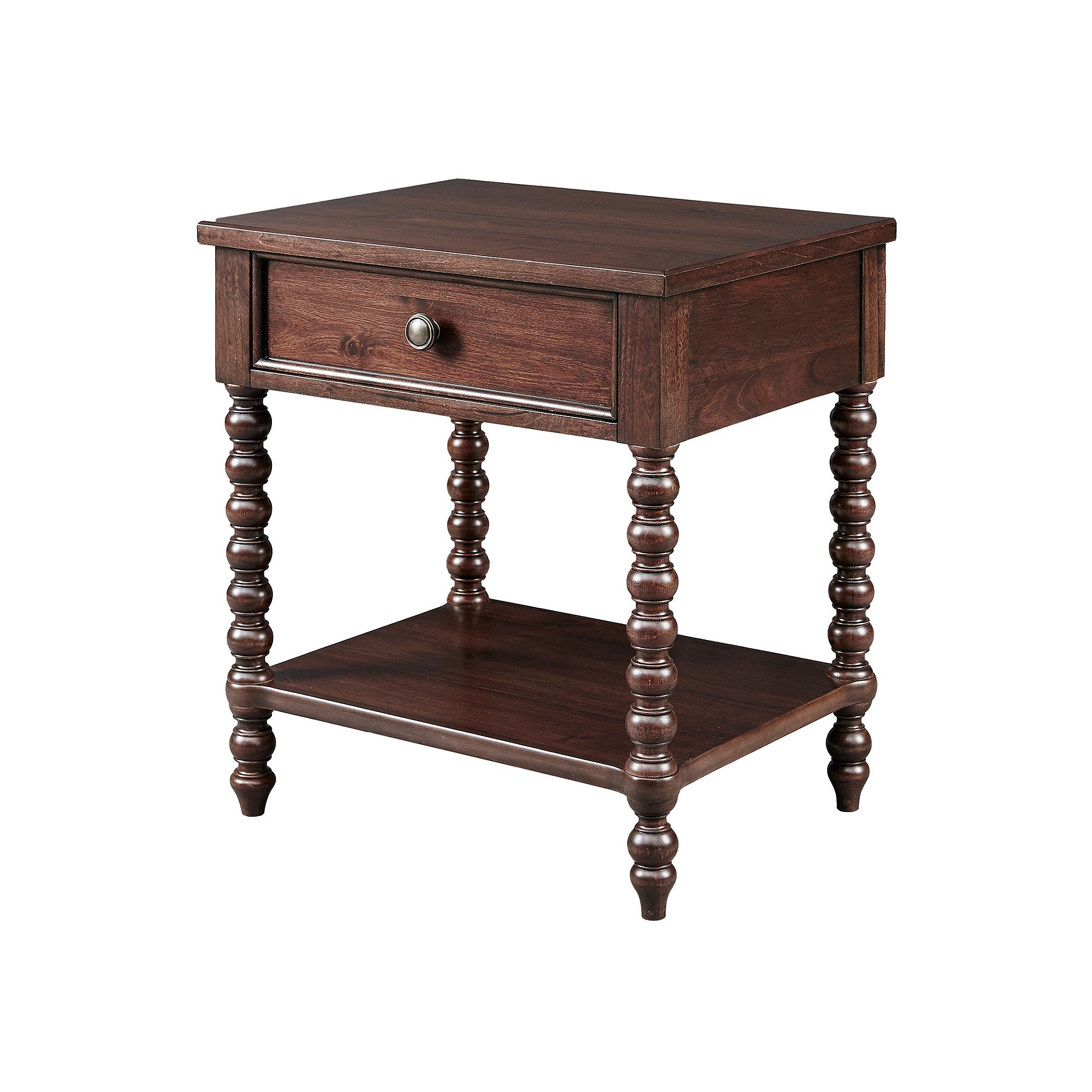 Madison Park Signature Beckett Turned Wood Spindle Nightstand, Morocco Brow