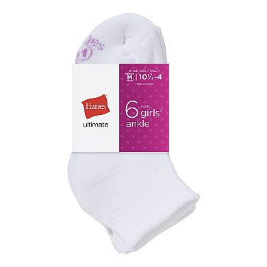 Girls' Hanes Ultimate® 6-Pack Ankle Socks