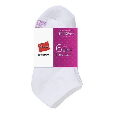 Girls' Hanes Ultimate® 6-Pack Low Cut Socks