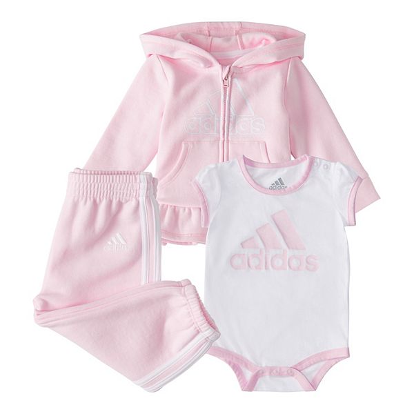 Baby Girl adidas Bodysuit, Fleece Jacket & Pants Set