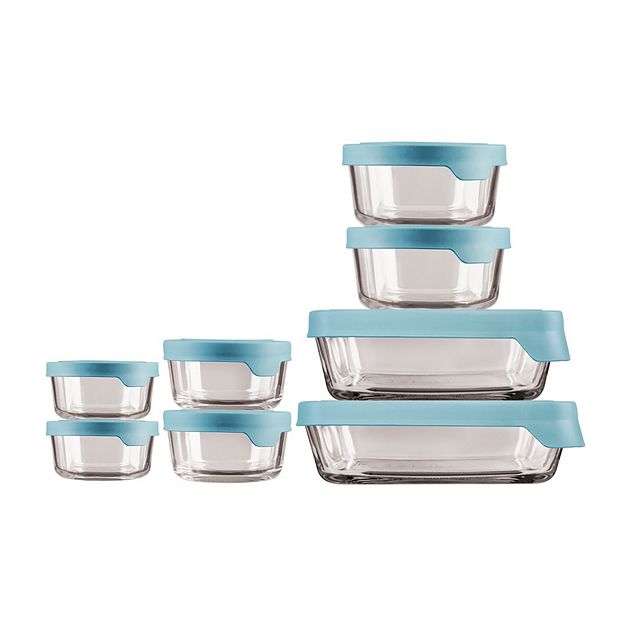 Anchor Hocking 4-Piece 7-Cup TrueSeal Glass Food Storage Set with Pen - Blue