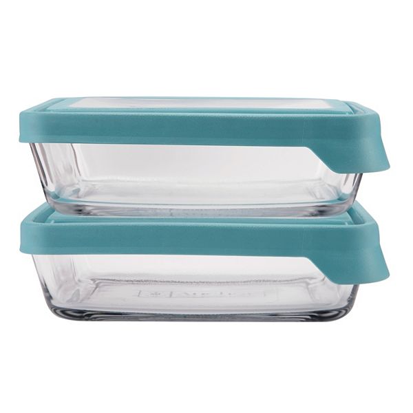 3-cup Rectangular Glass Food Storage Container with Blue Lid