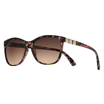 Women's Nine West 56mm Floral Cat Eye Metal Temple Sunglasses
