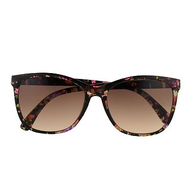 Women's Nine West 56mm Floral Cat Eye Metal Temple Sunglasses