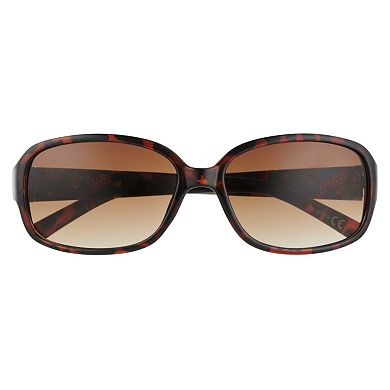 Women's Nine West 58mm Tortoise Rectangle Gradient Sunglasses