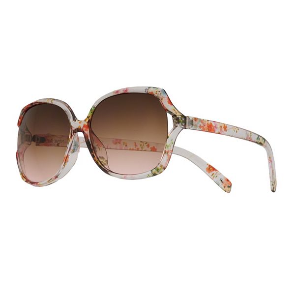 Women's Nine West 61mm Rounded Vented Rectangle Sunglasses - Floral