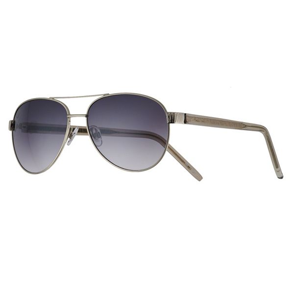 Women's Nine West 58mm Metal Aviator with Textured Wire Core Sunglasses - Silver