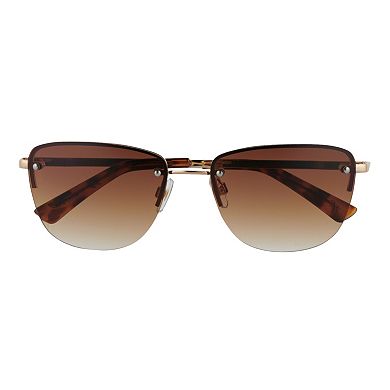 Women's Nine West 57mm Gold Frame Semi-Rimless Rectangle Sunglasses