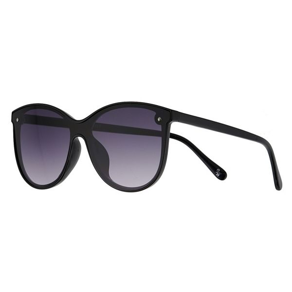 NEW Nine West Womens Wrap Around Shield Black Silver Sunglasses Fashion Cute A42 