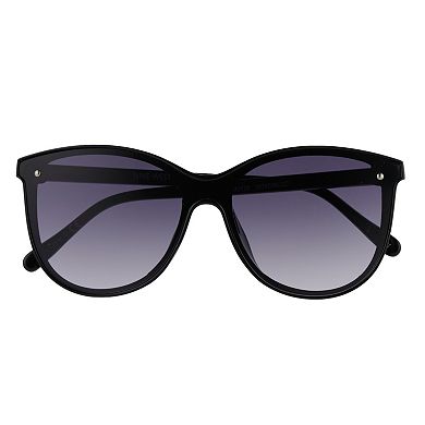 Women's Nine West 55mm Black Square Shield Sunglasses