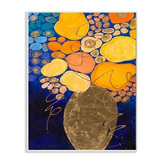 Stupell Home Decor Summer Floral Abstract Blue Orange Yellow Wall Art
