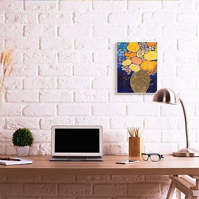 Stupell Home Decor Summer Floral Abstract Blue Orange Yellow Wall Art