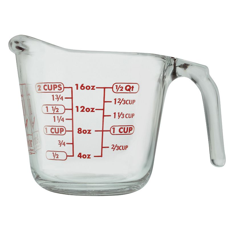Anchor Hocking 2-Cup Glass Measuring Cup, Multicolor