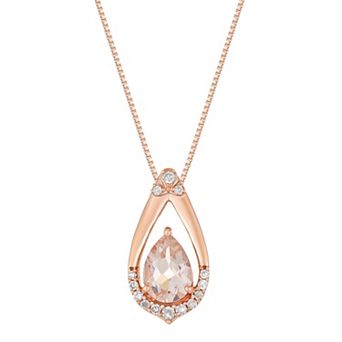Gemminded 10k Rose Gold Morganite & Diamond Accent Pendant Necklace