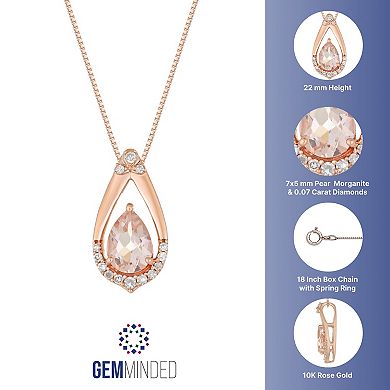 Gemminded 10k Rose Gold Morganite & Diamond Accent Pendant Necklace