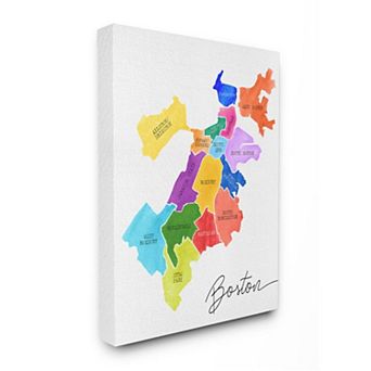 Stupell Home Decor Boston Massachusetts Neighborhood Map Canvas Wall Art