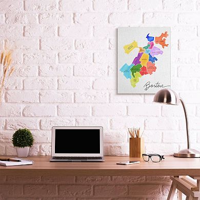Stupell Home Decor Boston Massachusetts Neighborhood Map Canvas Wall Art