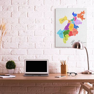 Stupell Home Decor Boston Massachusetts Neighborhood Map Canvas Wall Art