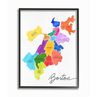 Stupell Home Decor Boston Massachusetts Neighborhood Map Wall Art