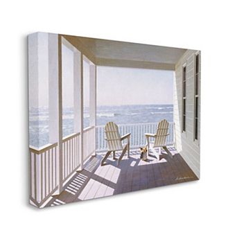 Stupell Home Decor Porch Chairs Overlooking the Tide Realistic Painting Wall Art