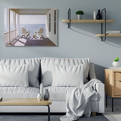 Stupell Home Decor Porch Chairs Overlooking the Tide Realistic Painting Wall Art