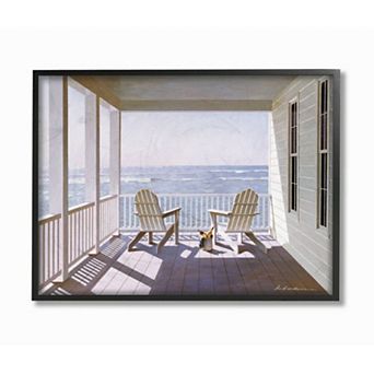 Stupell Home Decor Porch Chairs Overlooking the Tide Framed Wall Art