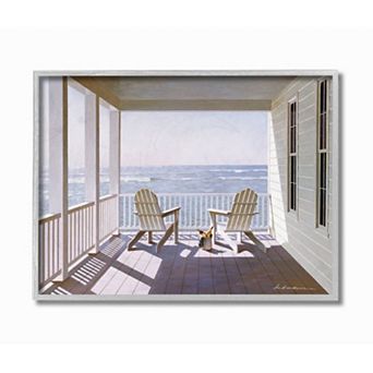Stupell Home Decor Porch Chairs Overlooking the Tide Framed Wall Art