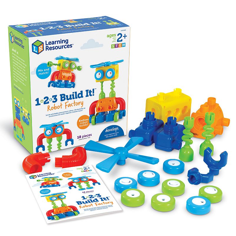 Learning Resources 1-2-3 Build It! Robot Factory, Multicolor
