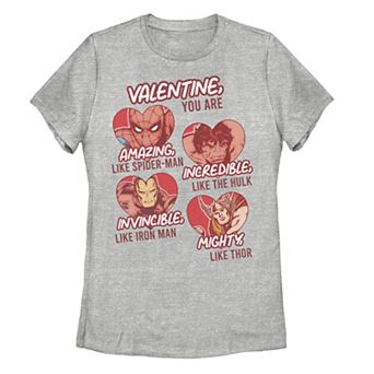 Juniors' Marvel Valentine You Are Marvel Comic Tee