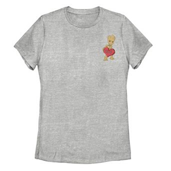 Juniors' Marvel Groot Heart Valentine's Day Pocket Hit Tee