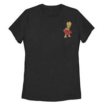 Juniors' Marvel Groot Heart Valentine's Day Pocket Hit Tee