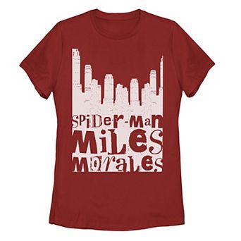 Juniors' Marvel Spider-Man Miles Morales City Skyline Tee