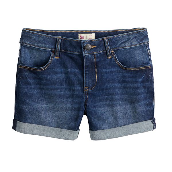 dark wash denim shorts womens