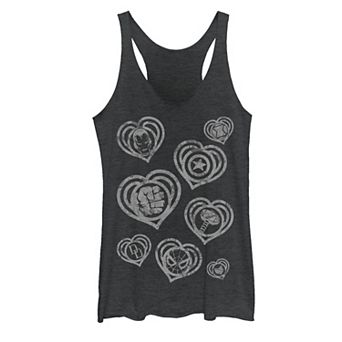 Juniors' Marvel Hero Icon Vintage Comic Hearts Tank Top