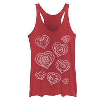Juniors' Marvel Hero Icon Vintage Comic Hearts Tank Top