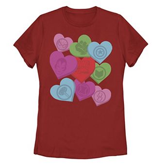 Juniors' Marvel Candy Hearts Valentine's Day Tee