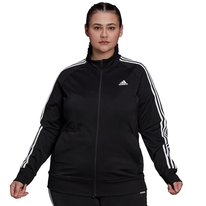 Plus Size adidas Essential Tricot Track Jacket, Womens, Size: 3XL, Black
