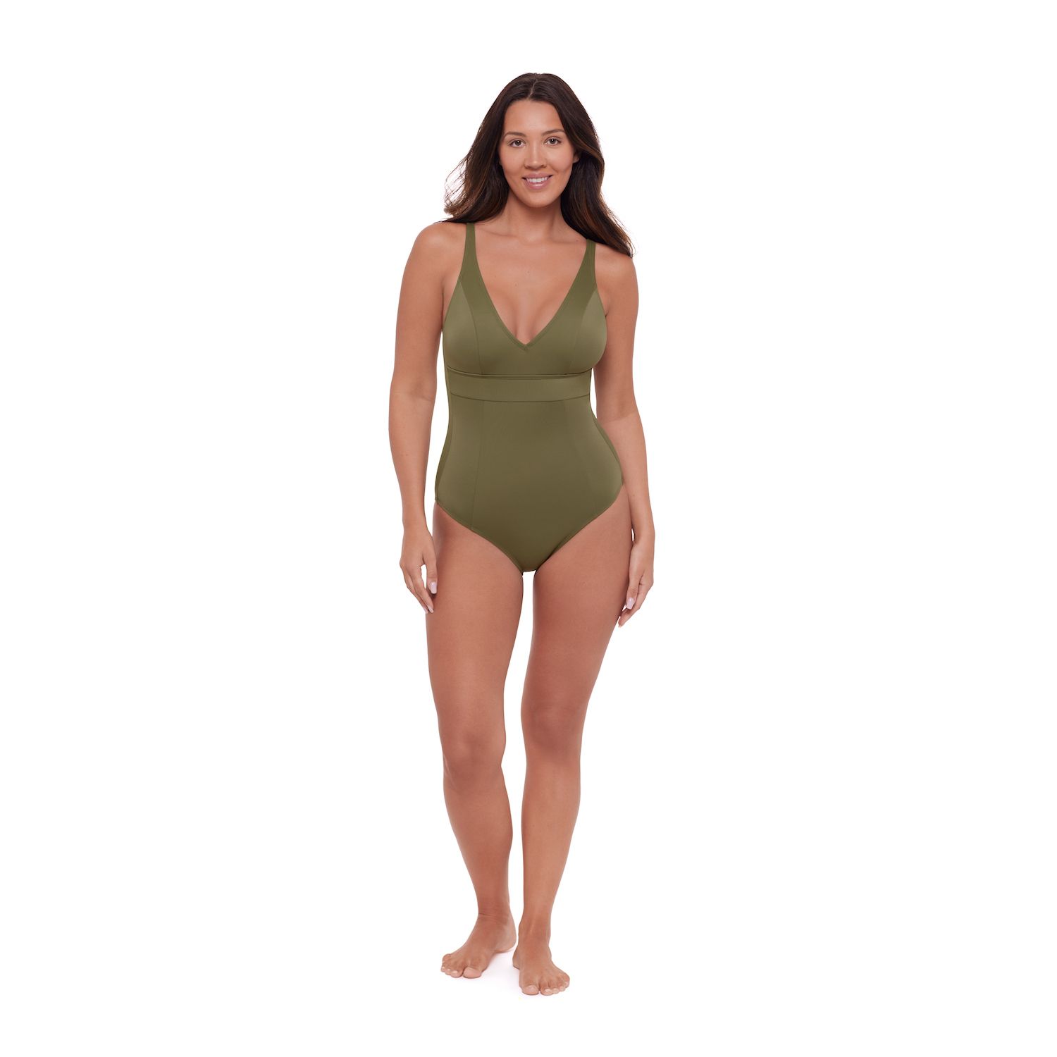 Women's S3 Swim Shaping Banded Plunge V-Neck One Piece Swimsuit