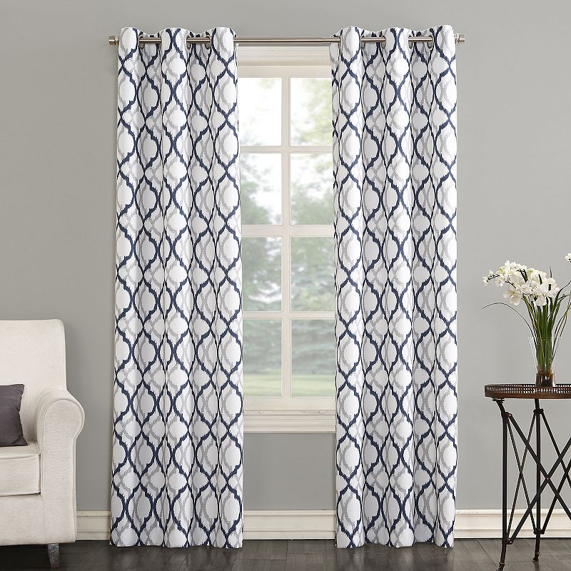 The Big One 2-pack Geometric Decorative Window Curtains, Blue, 40X95