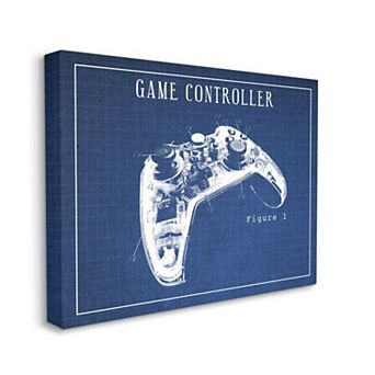 Stupell Home Decor Blueprint of Traditional Video Game Controller Figure One Canvas Wall Art