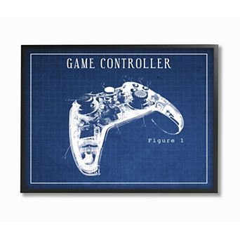 Stupell Home Decor Blueprint of Traditional Video Game Controller Figure One Wall Art