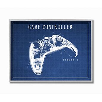Stupell Home Decor Blueprint of Traditional Video Game Controller Figure One Wall Art