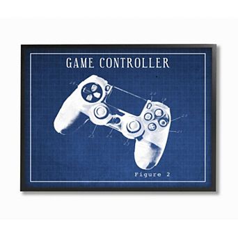 Stupell Home Decor Blueprint of Classic Video Game Controller Figure Two Framed Wall Art