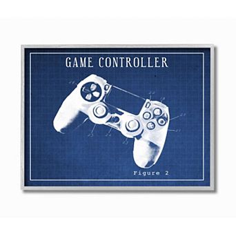Stupell Home Decor Blueprint of Classic Video Game Controller Figure Two Framed Wall Art