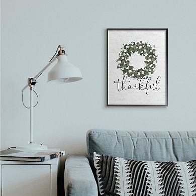 Stupell Home Decor Cotton Flower Country Style Wreath with Thankful Text Framed Wall Art