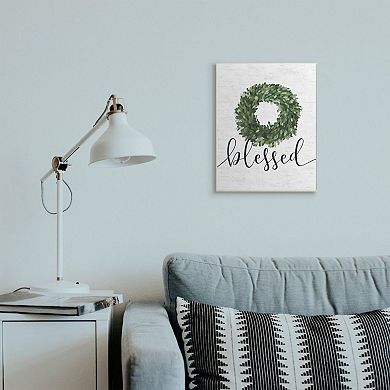 Stupell Home Decor Simple Blessed Text with Greenery Wreath Design Wall Art