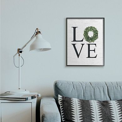 Stupell Home Decor Love Text with Country Wreath Typography Design Wall Art