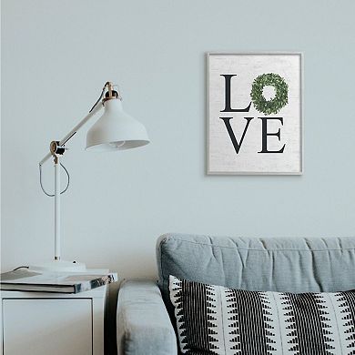 Stupell Home Decor Love Text with Country Wreath Typography Design Wall Art